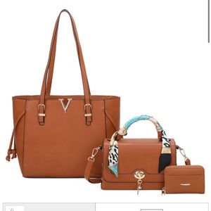 3IN1 SMOOTH TOTE WITH HANDLE BAG AND WALLET SET